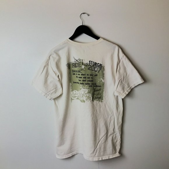 2007 Gildan Ride Sturgis Press Party T Shirt 00s Adult White L Large Graphic Tee - Picture 15 of 16